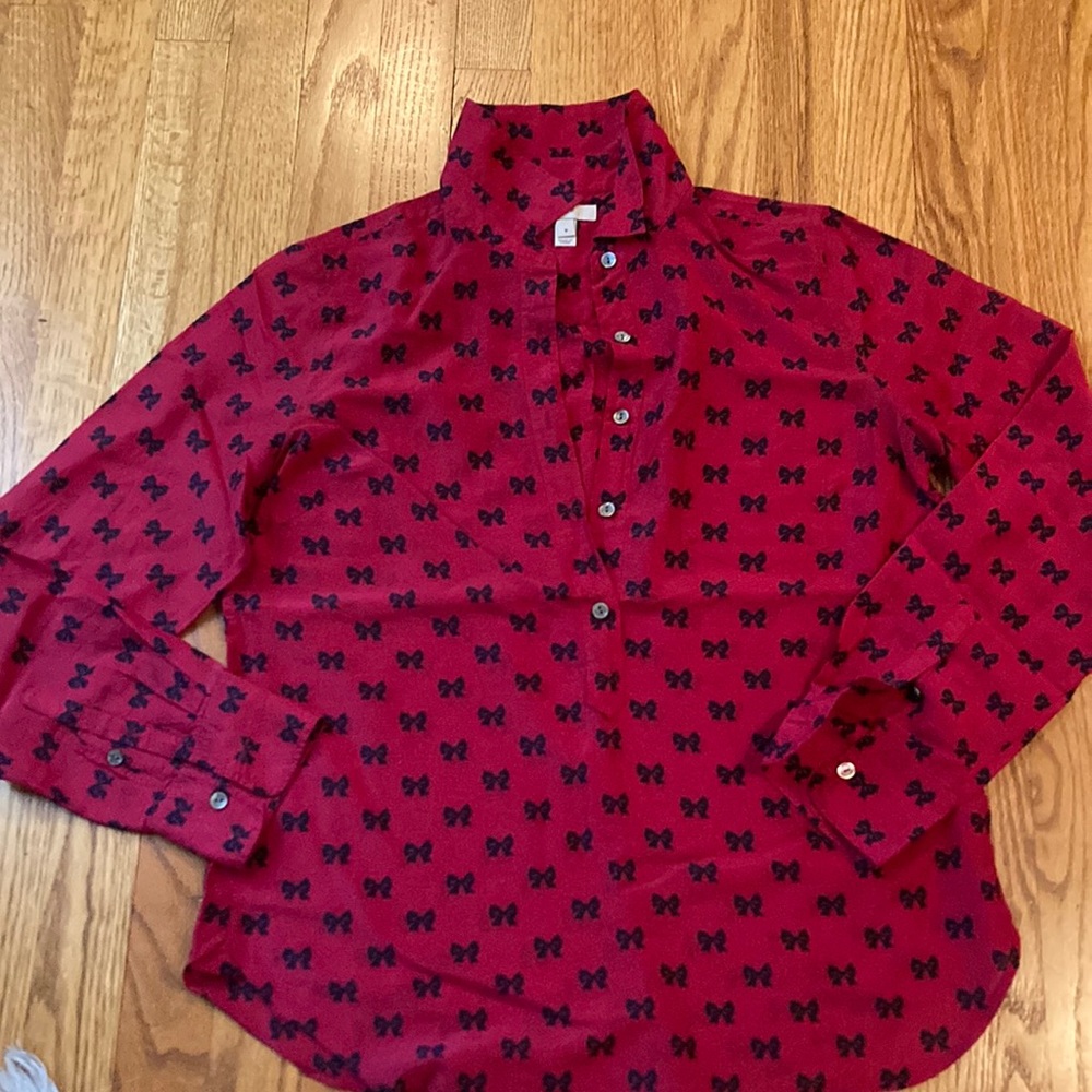 Jcrew red with blue bows shirt